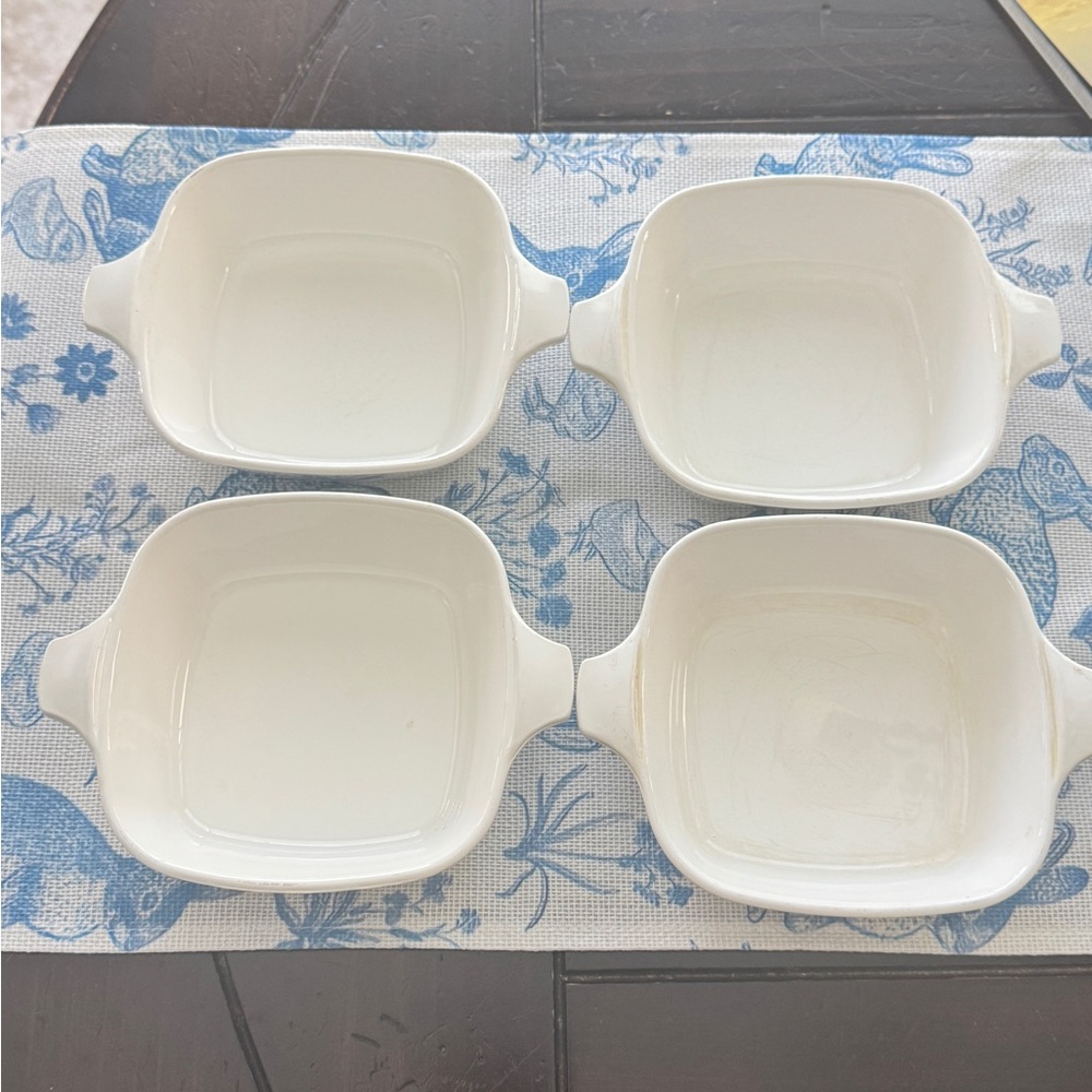 Corningware SET OF 4 Vintage White Petite Pans Blue Cornflower P41 - Picture 2 of 3